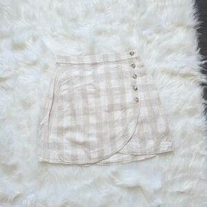 Madewell Cream Checkered Mini Skirt